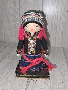 Vintage National Minority Of China Doll Bamboo And Wood China Provinces